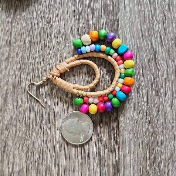๐Wooden Bead Boho Statement Earrings - Picture 5 of 5